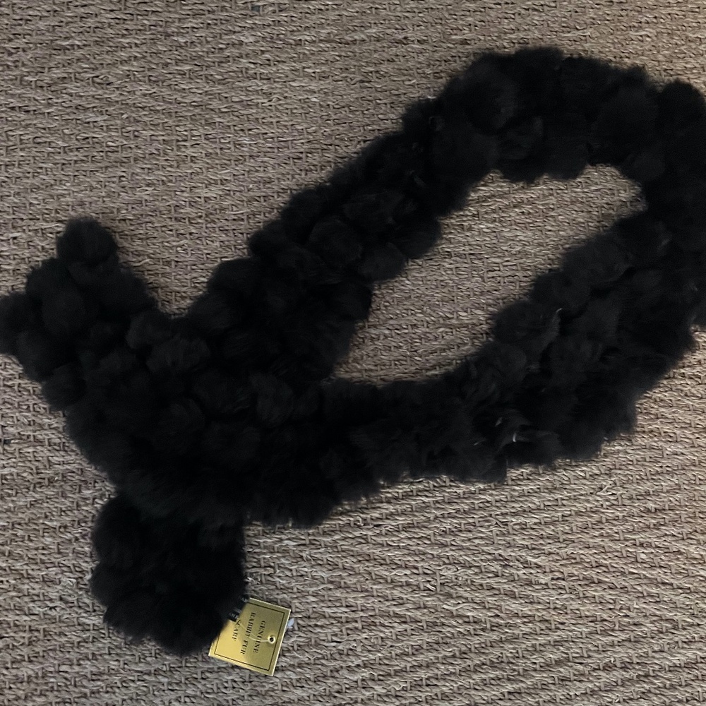 100% Rabbit Fur Scarf in Chocolate Brown, New With Tags